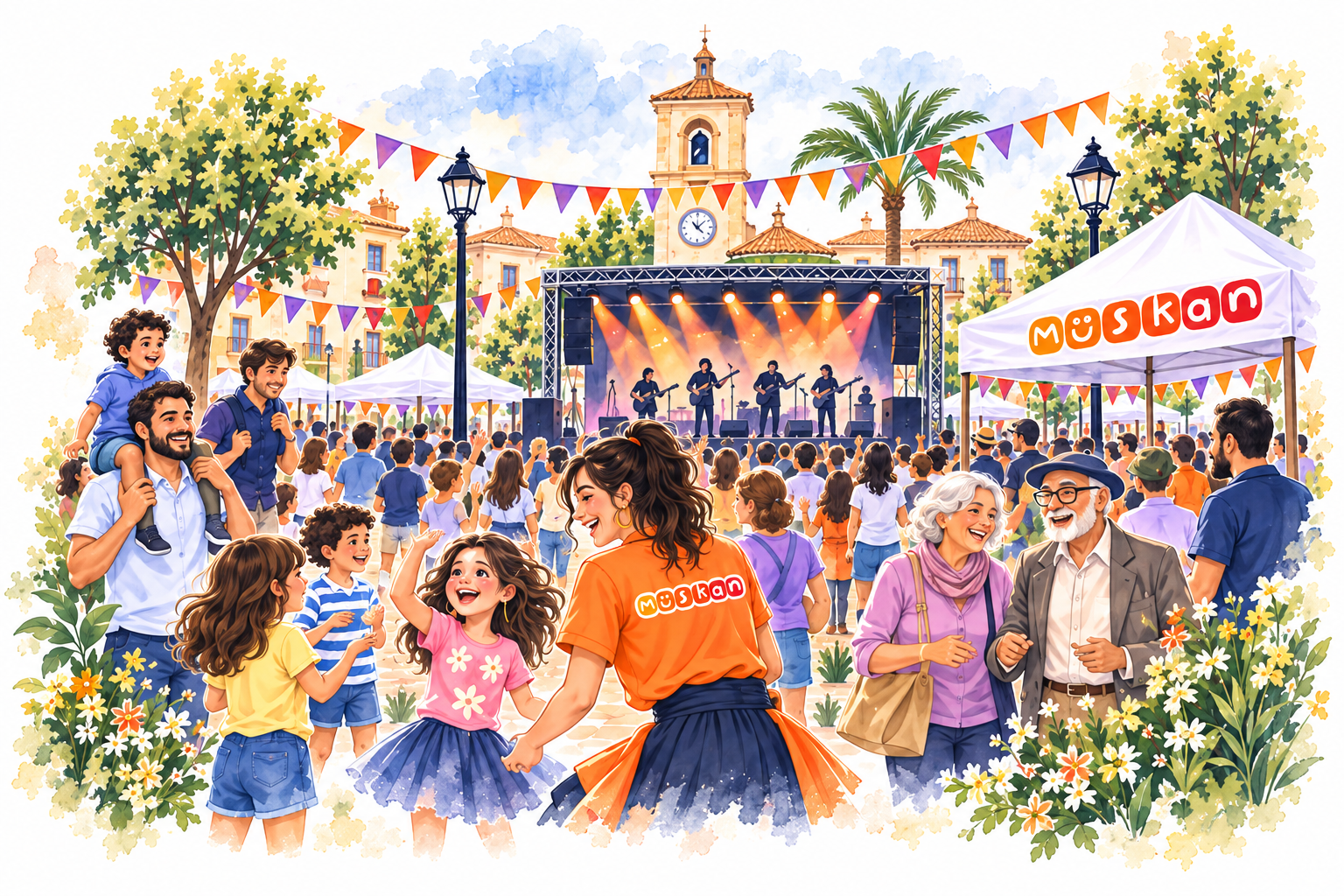 Ilustración de un evento municipal de Muskan Eventos
