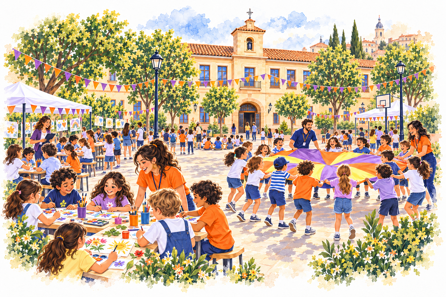 Jornada escolar con talleres creativos y juegos cooperativos
